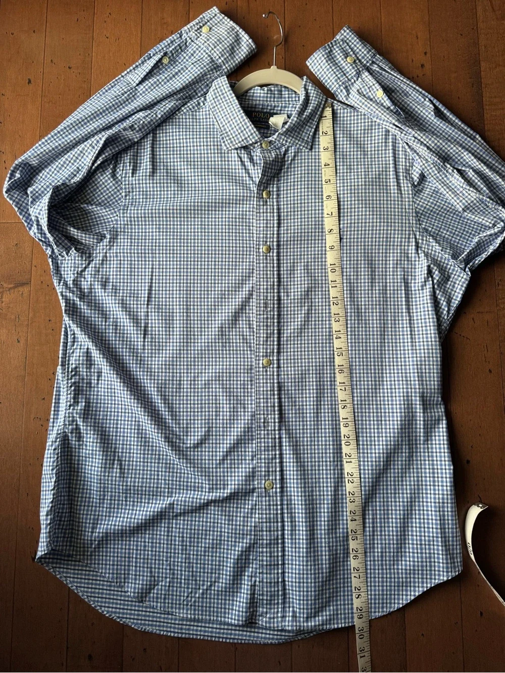 Ralph Lauren Small Blue & White Check Button-Down Dress Shirt